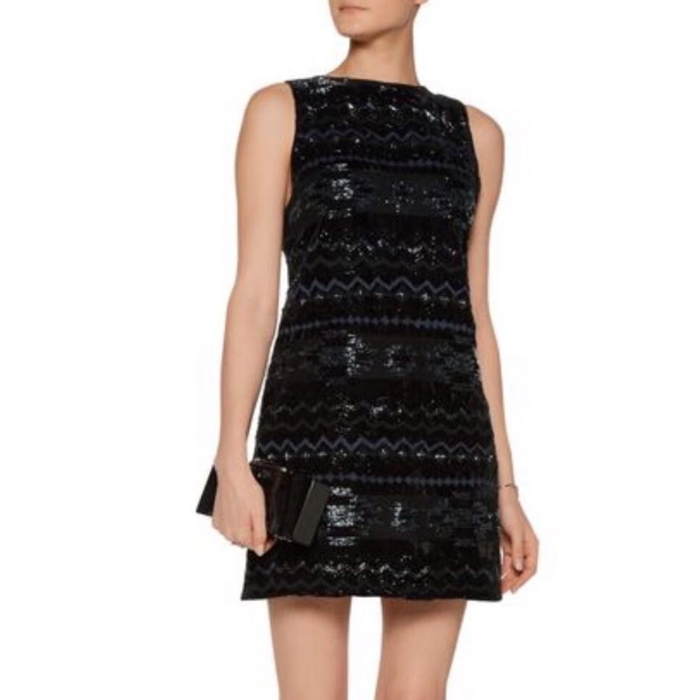 Alice + Olivia Beaded Velvet A-Line Mini Dress Size 0